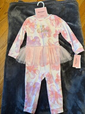 Juicy Couture Pink and Lavender Floral Tulle Romper